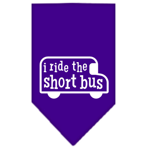 I ride the short bus Screen Print Bandana Purple Large
